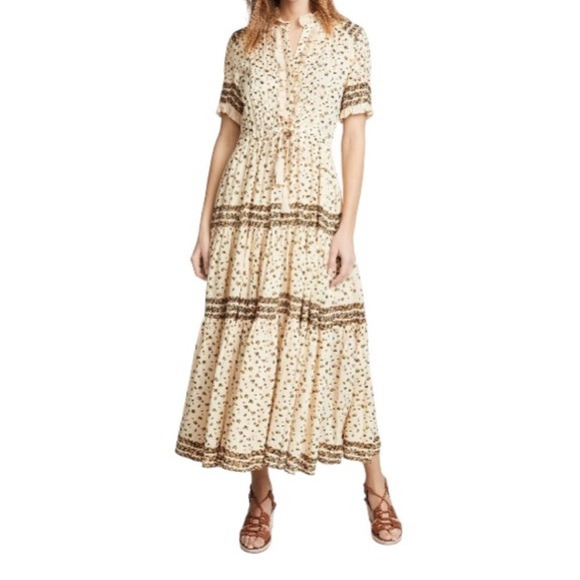 Free People Rare Feelings Floral Maxi Prairie Peasant Dress Small - Picture 12 of 14